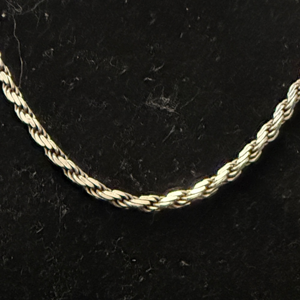 Women's Rope Chain Necklace - Polished Silver Finish - Picture 2 of 9